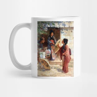 Bargaining At A Shop In Japan 1895 John Charles Arter Mug